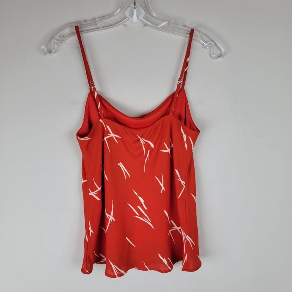 Gilli Red Beige Spaghetti Adjustable Strappy Scoop Loose Neckline Relaxed Top S - Picture 2 of 8